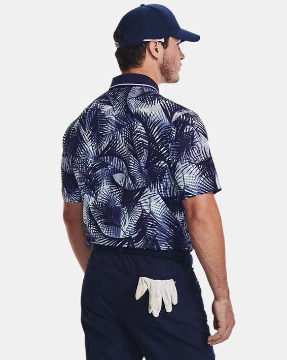 Men's UA Iso-Chill Graphic Palm Polo, Blue, pdpMainDesktop image number 1